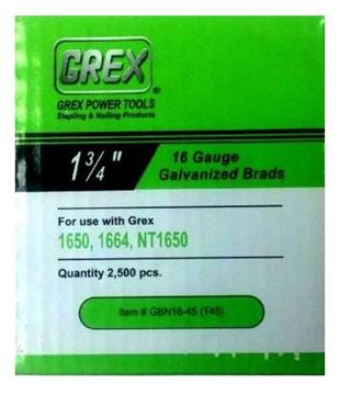 Picture of GREX Galvanized Brad Nails for 16 Gauge (1-3/4" Length)