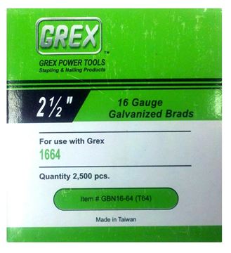 Picture of GREX Galvanized Brad Nails for 16 Gauge (2-1/2" Length)